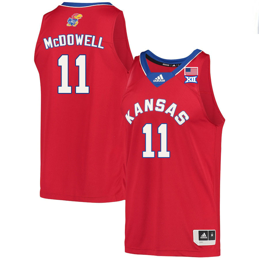 Men #11 Jamari McDowell Kansas Jayhawks College Basketball Jerseys Stitched Sale-Red